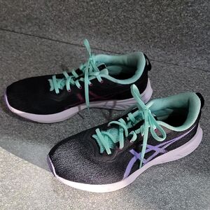 Asics Women's Black and Lavender Sneakers